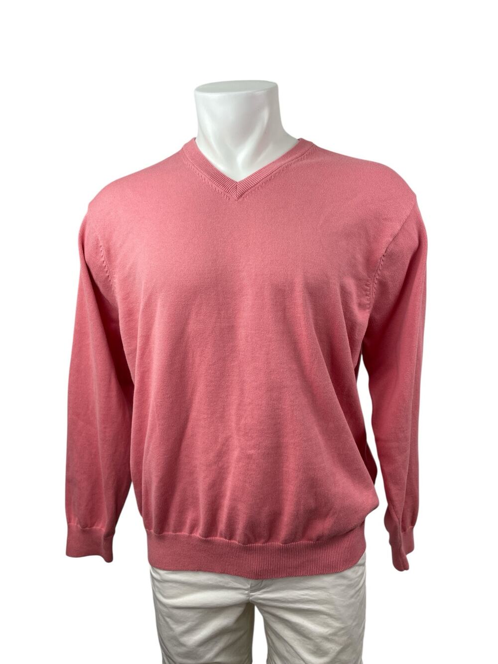 Marks & Spencer Collezione Men's Pink Silk V Neck Long Sleeve Sweater Top Sz XL
